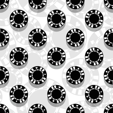 Casino poker roulette  chips gambling gaming chips icon seamless pattern vector graphic