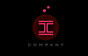 Obraz premium black pink I alphabet letter logo icon with dots and circle. Template design for company and business