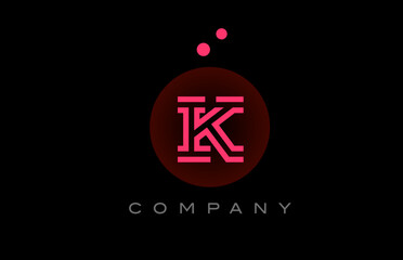 Obraz premium black pink K alphabet letter logo icon with dots and circle. Template design for company and business