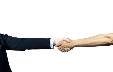 Businessman handshake for teamwork of business merger and acquisition, successful negotiate, hand shake, two businessman shake hand with partner to celebration partnership and business deal concept