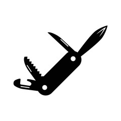 Camping pocket swiss knife icon | Black Vector illustration |