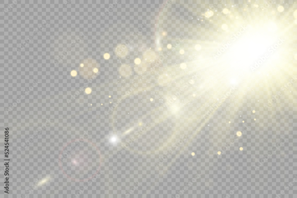 Poster special lens flash, light effect. the flash flashes rays and searchlight. illust.white glowing light
