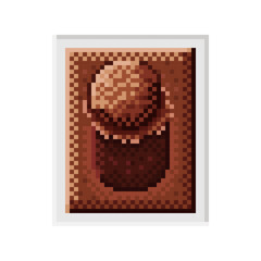 Chocolate ice cream scoop pixel art. Vector illustration.