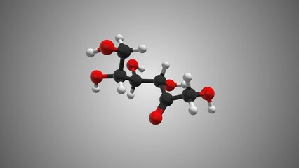 Fructose molecule chemical structure. Sugar Molecule in 3D
