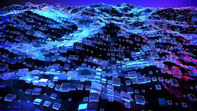 4k cube landscape background white grid metaverse cyber