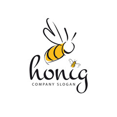 Honig Etikett mit fliegenden Bienen