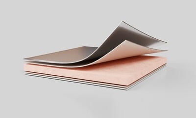 Diagram showing the composition of the structure. Layers of coating materials. New technologies with soft finishing materials. 3d rendering.