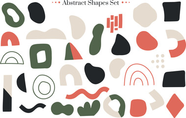 Set of flowing shapes. Collection of abstract geometric shapes. Decorative futuristic digital creative figures.