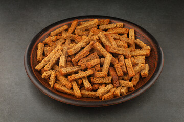 Rye crackers. Snacks rye crackers in a strip.