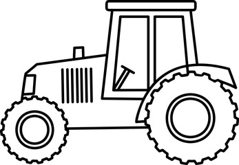 Truck for harvesting. Farm vehicle, flat design. Draw a line illustration. Vector on isolated background. For printing on paper and fabric, children's illustration