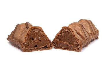 Bonbon sweets candy chocolate waffle isolated on the white background