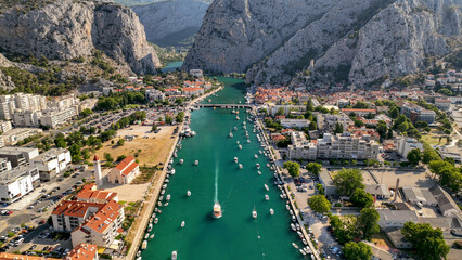 croatia, cetina, river, sea, beach, traveling, ships, hills, panorama,