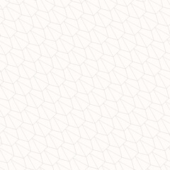 Abstract geometric seamless pattern. Subtle vector background with linear grid, diagonal lattice, hexagons, triangles. Simple minimal gray and white ornament texture. Modern delicate repeat geo design