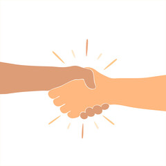 Flat handshake color pictogram is isolated on a white background. Handshake of business partners. Business handshake. Flat style illustration	
