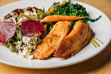 grilled steak with vegetables