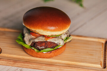 hamburger on a table