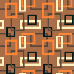 Squares vector pattern. Irregular rectangles on brown background.