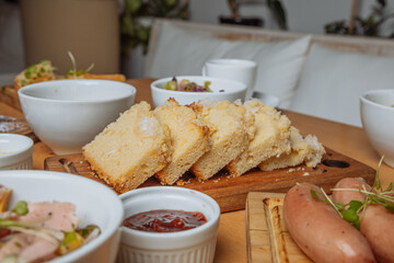 breakfast with bread and coffee