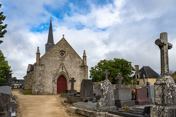 Fototapeta premium Arz island in the Morbihan gulf, France, the church in the village 