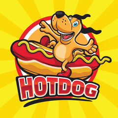 Dog Ridding Hotdog Mascot Design