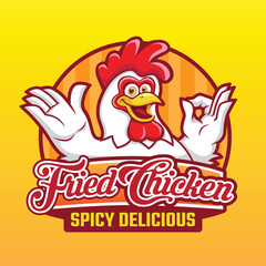 Smile Chicken Mascot Vector Logo Design