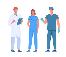 Medical workers discuss a medicine treatments methods