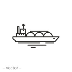 oil tanker icon, gas or diesel delivery, fuel cisterns logistic, thin line symbol on white background - editable stroke vector illustration
