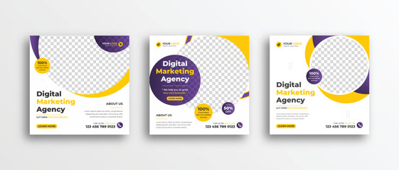 Digital Marketing Agency Social Media Post banner template design vector. Web banner set design layout with graphic element.