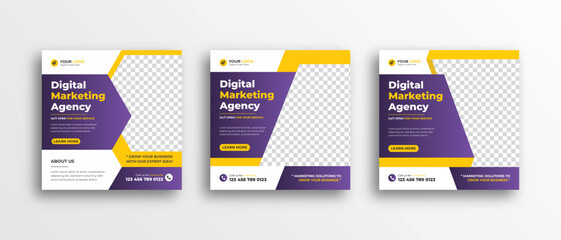 Digital Marketing Agency Social Media Post design template. Banner set design for corporate business promotion. Web banner layout with graphic element vector.