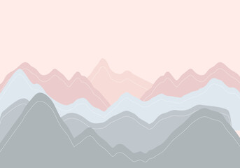 Vector hand drawn abstract mountains and hills. Mountain landscape. Trendy wallpapers.	
