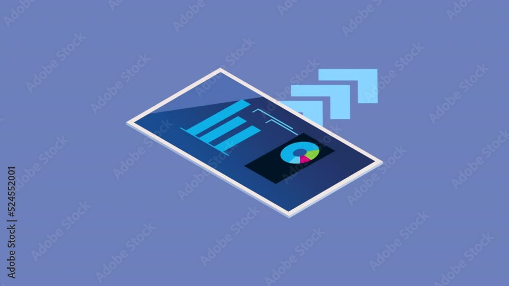 Sticker isometric smartphone device tech animation