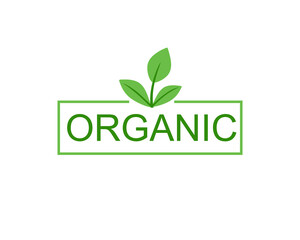 Organic Logo Design Vector Illustration Template. Green Leaf Icon And text Organic 