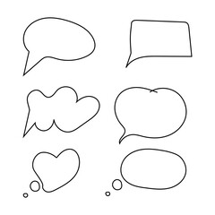 Doodle empty bubbles and elements with black lines on a white background.
Doodle cartoon speech bubbles vector illustration. numbering speech isolated