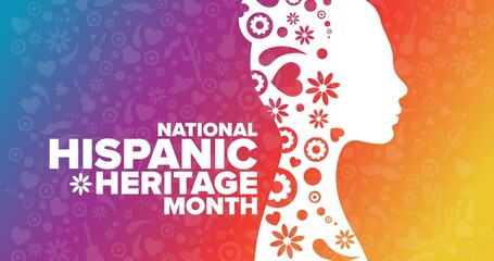 National Hispanic Heritage Month. Flat holiday animation. Motion graphic design. Loop footage.