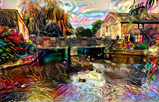 Silsden Beck, in the centre of, Silsden, UK      digital art