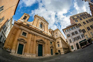 Fototapeta na wymiar Rome capital city streets piazza houses with beautiful sky
