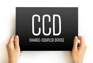 CCD - Charge-coupled device acronym text on card, abbreviation concept background