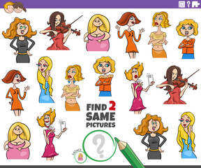 find two same cartoon woman characters educational task