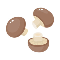 Cartoon vector collection of mushroom royal champignon.