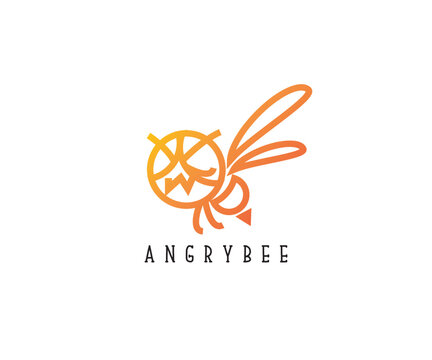 angry bee logo, icon bee
