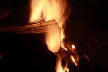 fireplace, night, fire, ognisko, noc, ogień - obrazy, fototapety, plakaty
