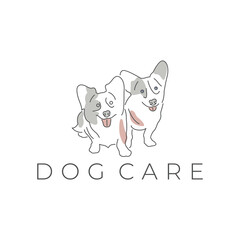 Line Art Dog Care Logo Design