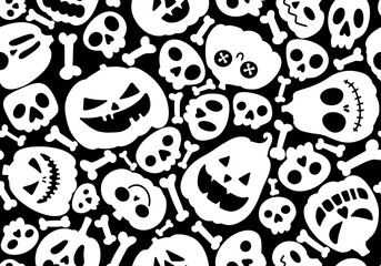 Fototapeta premium Halloween seamless pumpkins and witch hat and ghost pattern for fabrics and wrapping paper and clothes print