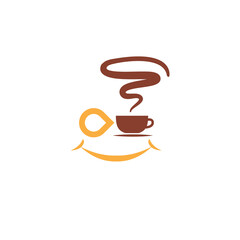 happy coffee logo, coffee shop logo symbol