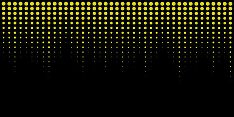 Black abstract background with yellow dots falling from above