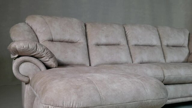neo-classic style leather couch for modern interior of living room or office, sample in furniture store showroom