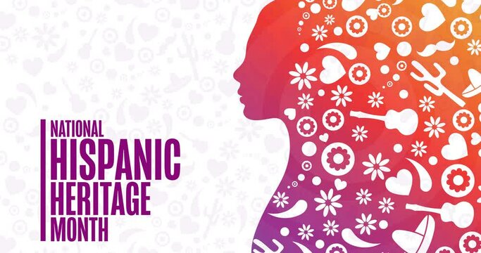 National Hispanic Heritage Month. Flat holiday animation. Motion graphic design. Loop footage.
