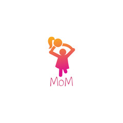 mom symbol  mother-child logo happy family logo