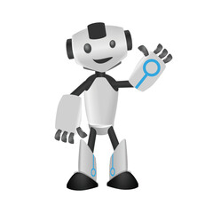 Innovation technology science fiction future cute little 3d robot design vector illustration