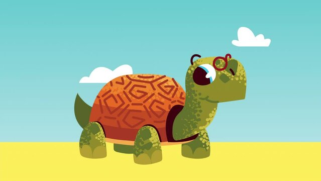 cute turtle comic character animation